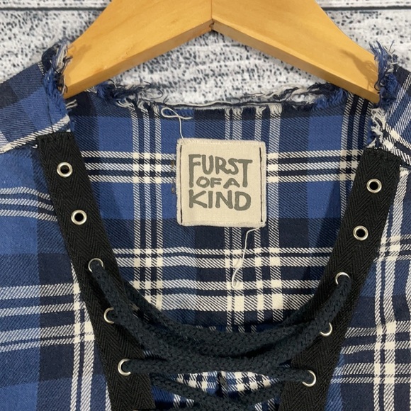 LF x Furst Of A Kind Plaid Lace Up Long Sleeve Top - Picture 3 of 4